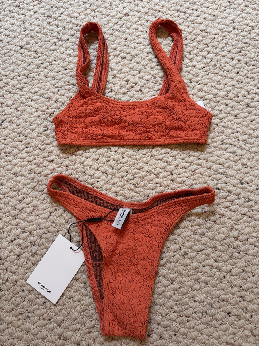 bond-eye Terracotta Crinkle Bikini Set